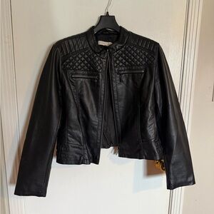 New York & Company Black Quilted Leather Jacket